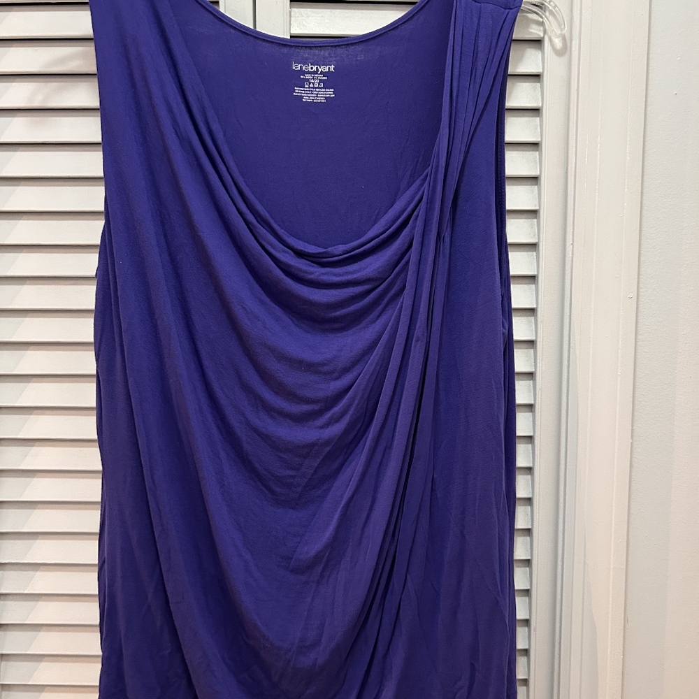 Lane Bryant Blue Draped Sleeveless Top